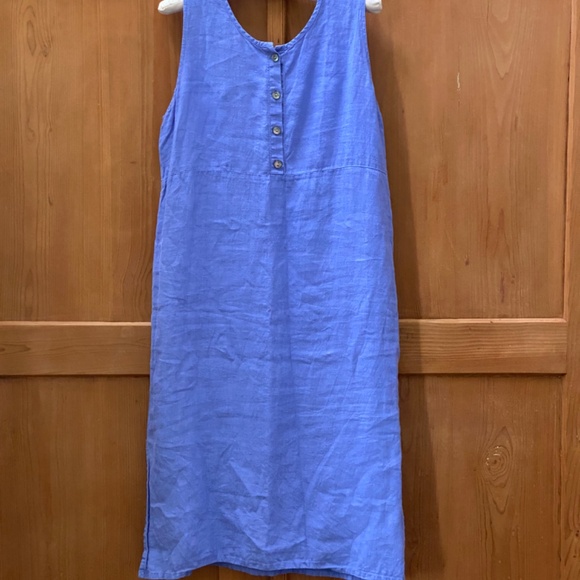 FLAX 100% Linen Devine Slipster Dress in Iris sz M - Picture 2 of 12